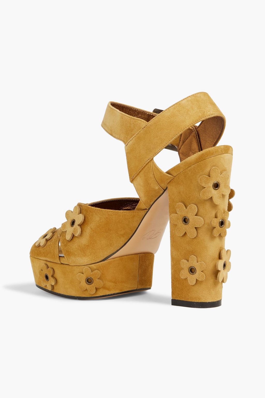 ROGER VIVIER Floral-appliquéd suede platform sandals