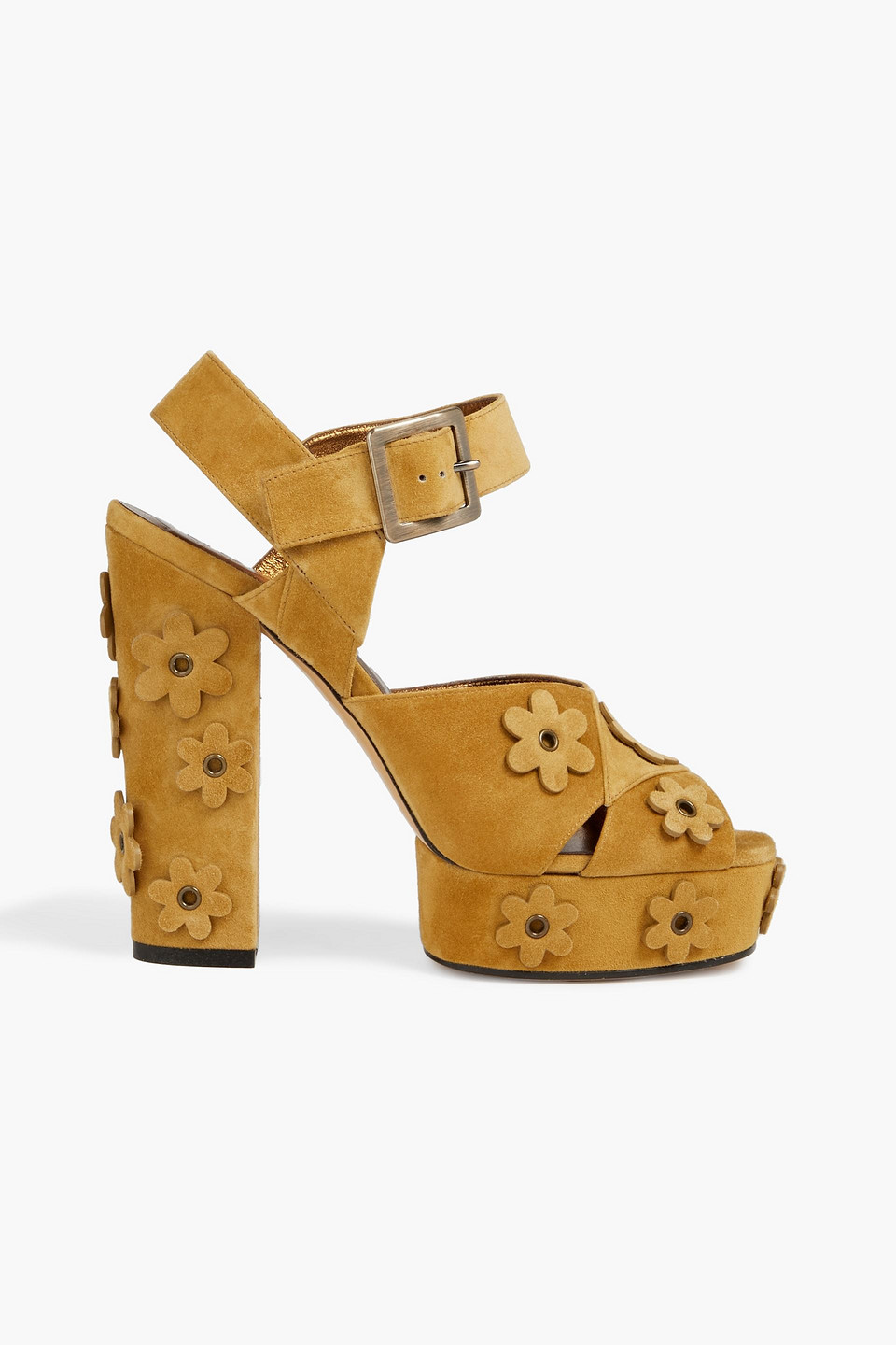Roger Vivier Floral-appliquéd Suede Platform Sandals