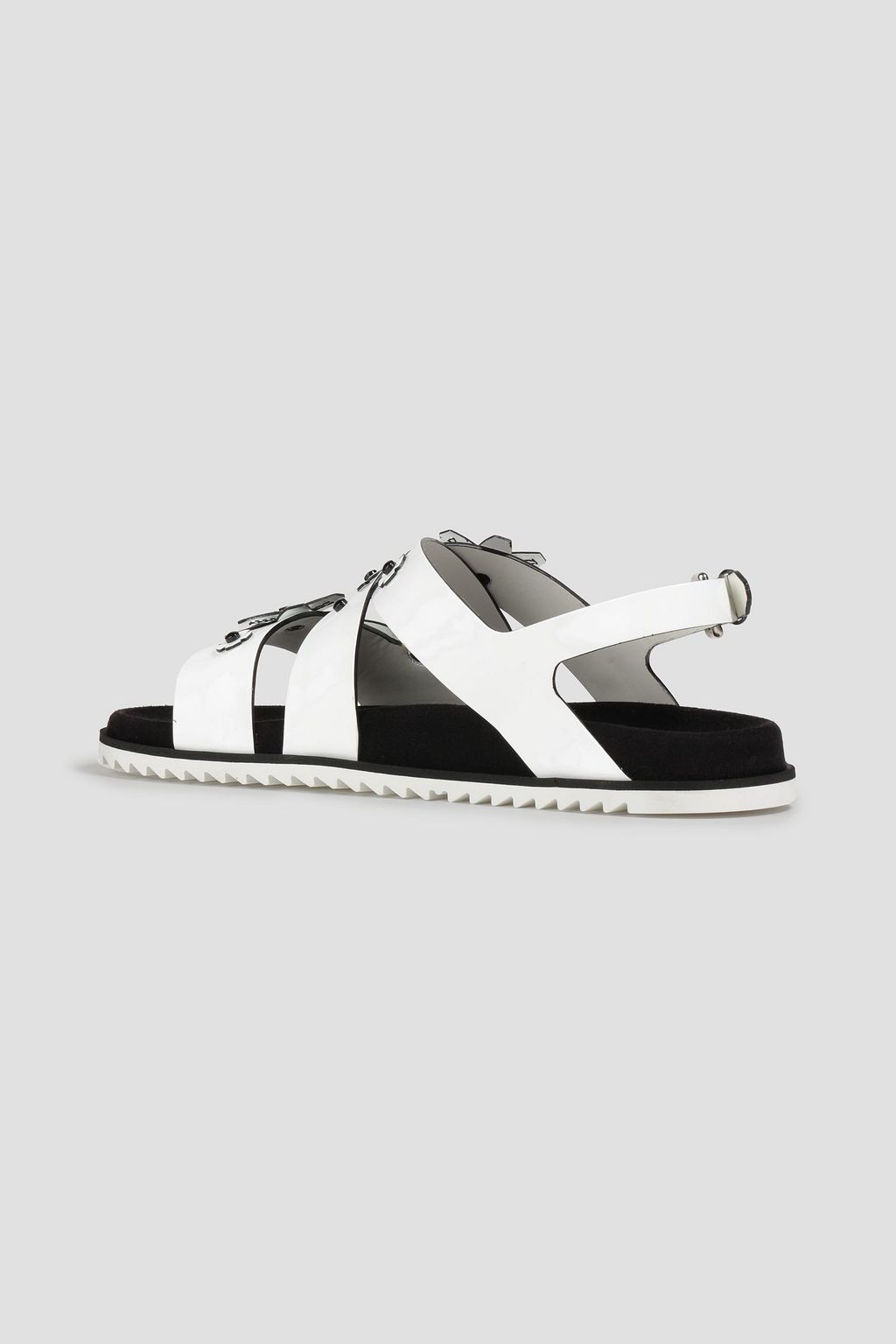 TOD'S Studded laser-cut patent-leather slingback sandals