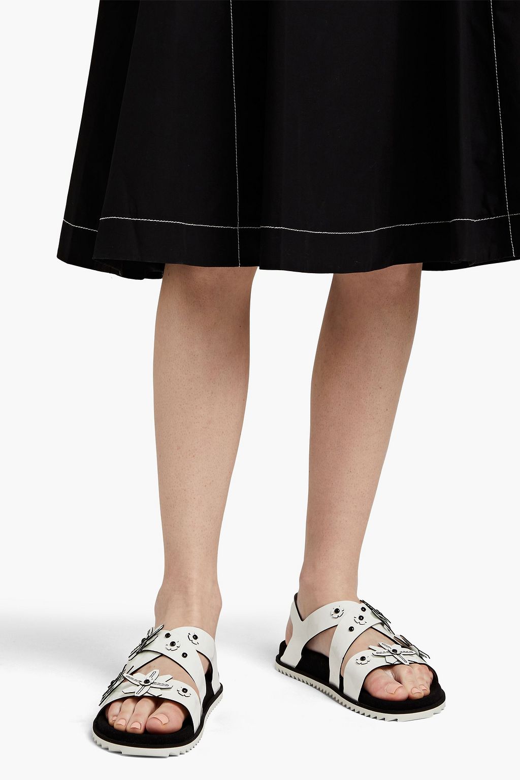 TOD'S Studded laser-cut patent-leather slingback sandals