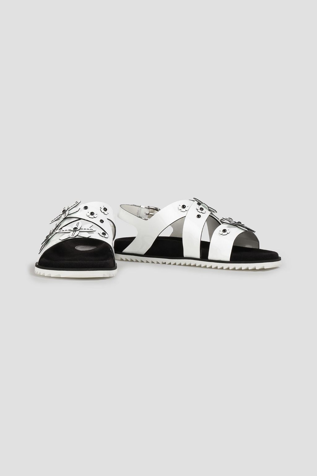 TOD'S Studded laser-cut patent-leather slingback sandals