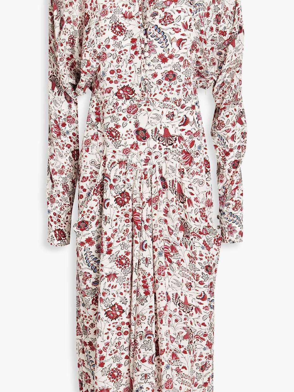 kelky gathered floral-print silk crepe de chine dress