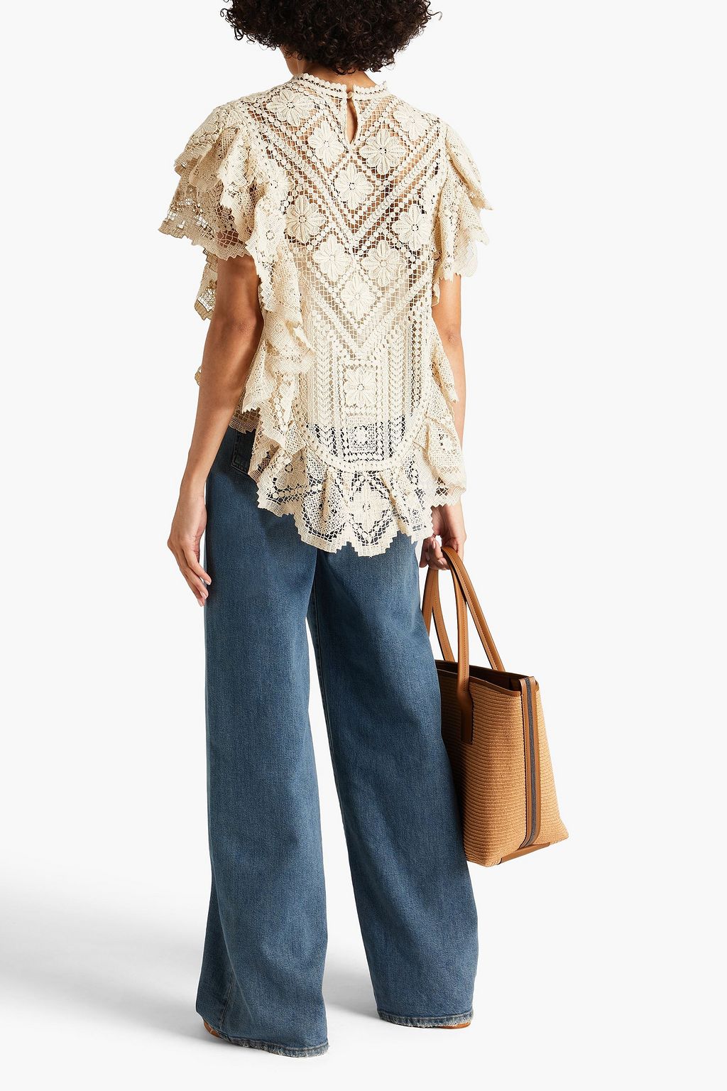 ISABEL MARANT Zainos ruffled crocheted cotton blouse