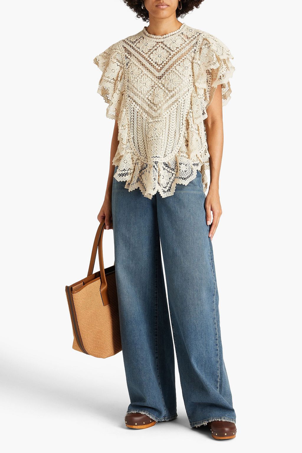 ISABEL MARANT Zainos ruffled crocheted cotton blouse