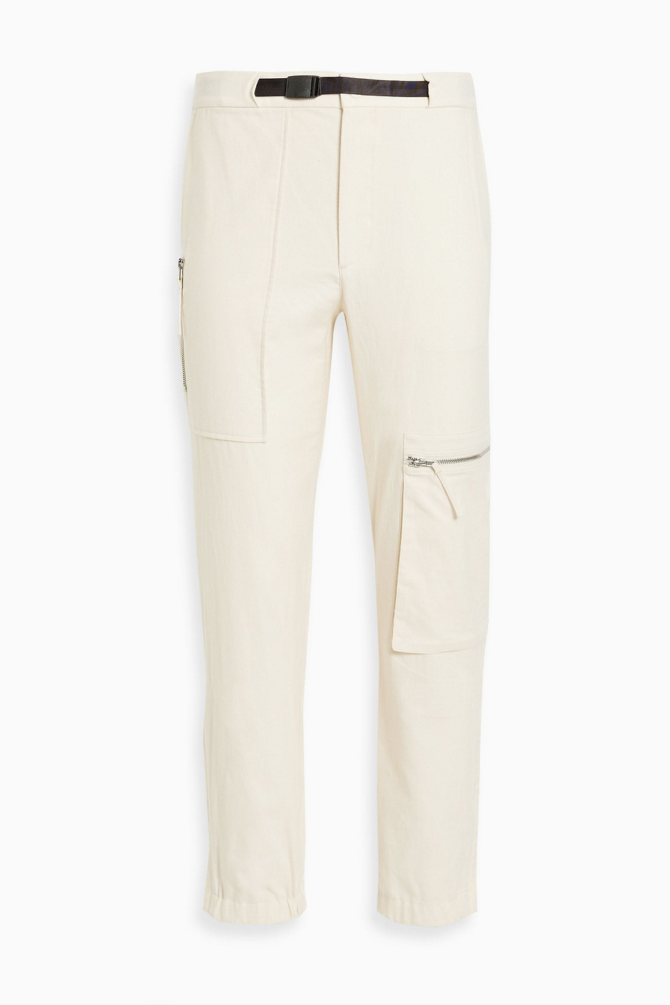 Helmut Lang Buckle-detailed Straight-leg Cotton-twill Pants In Cream