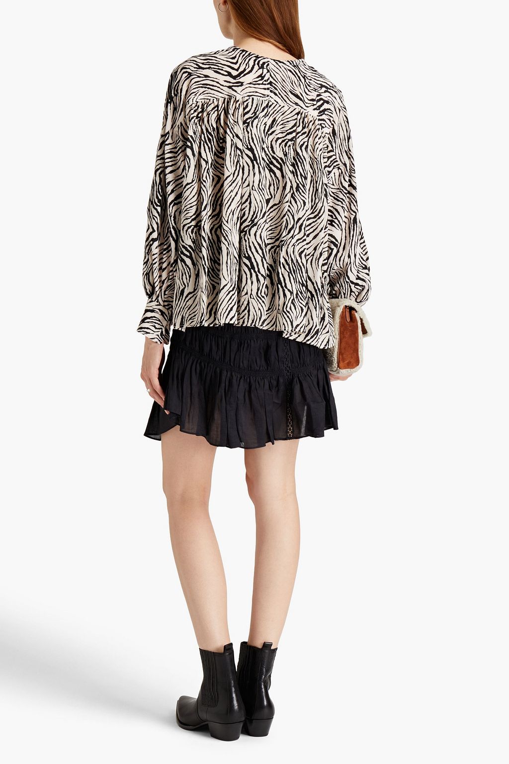 ISABEL MARANT Amba gathered zebra-print silk-blend crepe de chine blouse