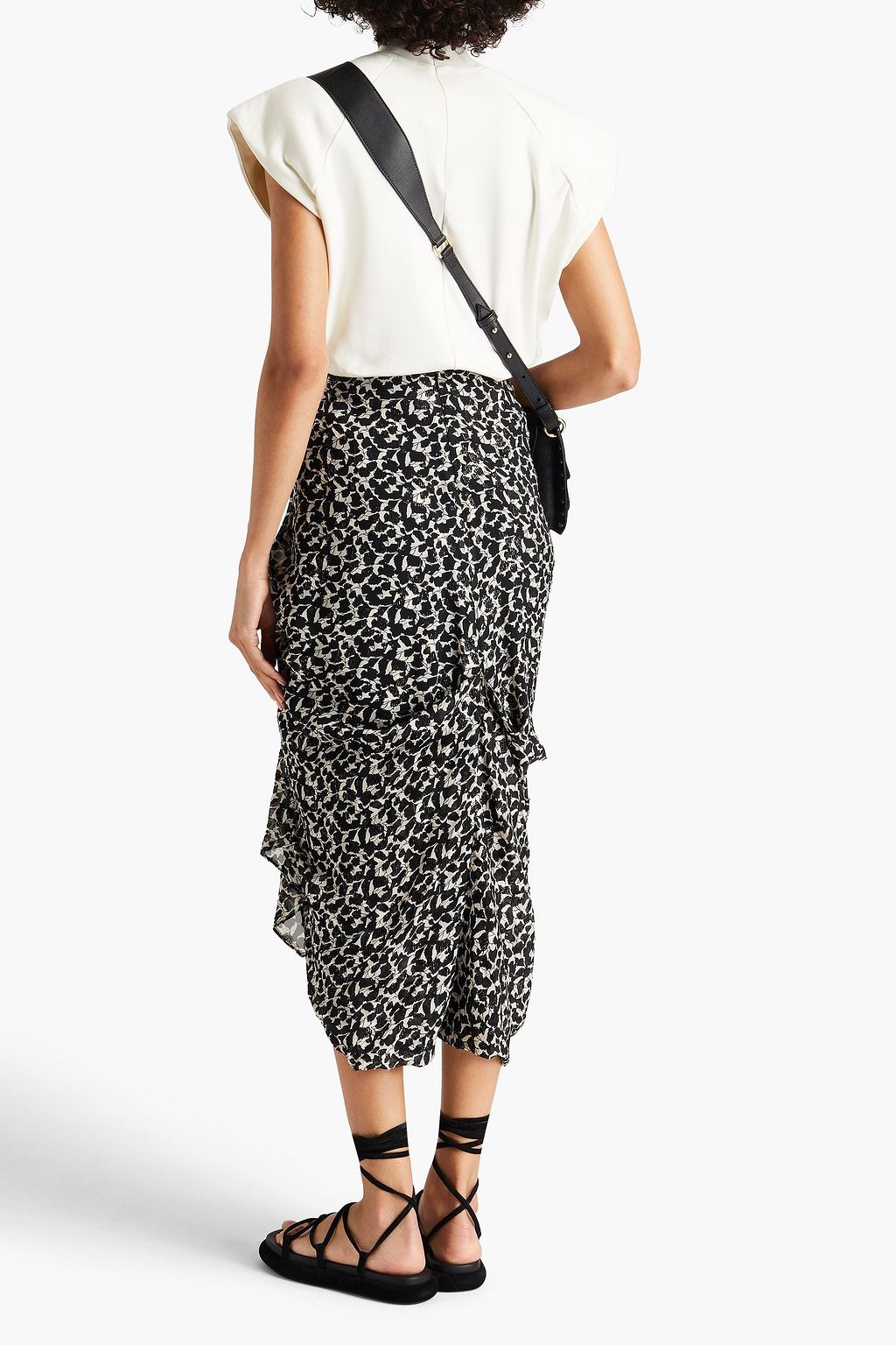 ISABEL MARANT Candelia draped metallic fil coupé silk and Lurex-blend midi skirt