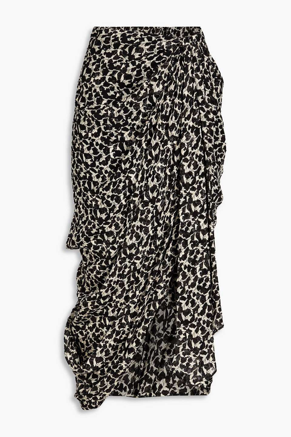 Isabel Marant Candelia Draped Metallic Fil Coupé Silk And Lurex-blend Midi Skirt In Black