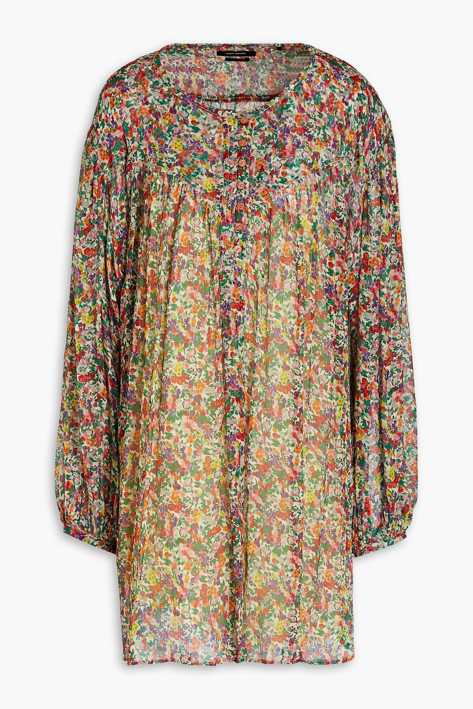 Isabel Marant Orion Floral-print Silk-georgette Mini Dress In Bunt