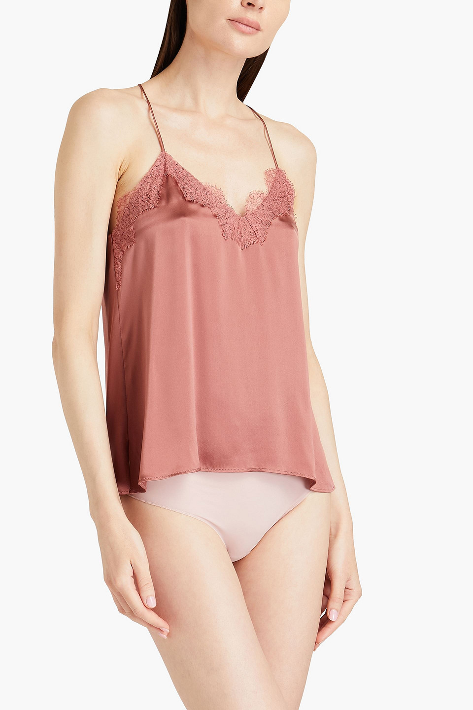 Cami Nyc Lace-trimmed Silk-satin Camisole In Pink