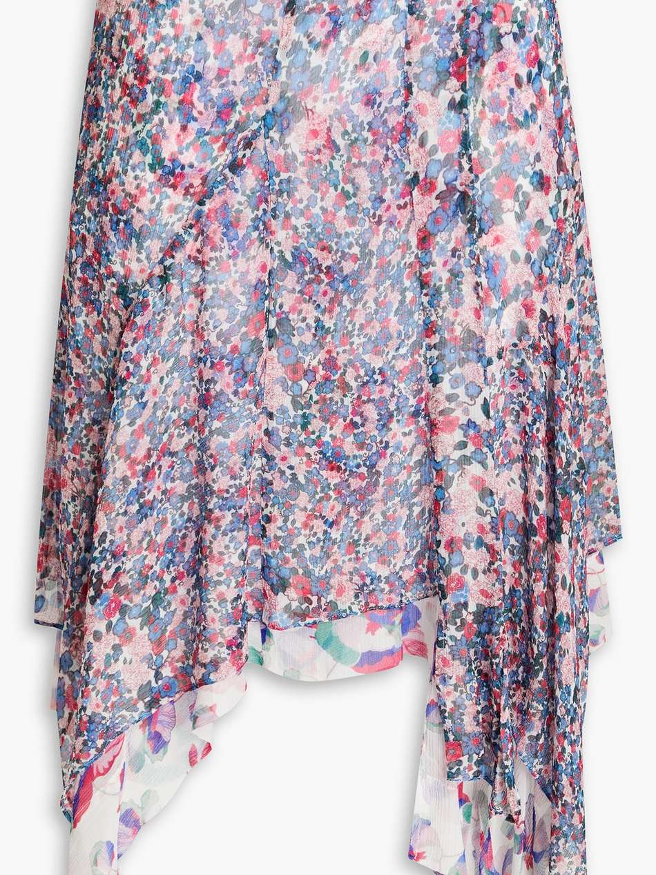 omyles layered floral-print silk-crepon mini skirt