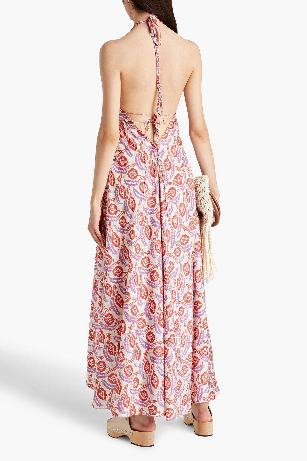 ISABEL MARANT Tie-back printed silk crepe de chine halterneck midi dress