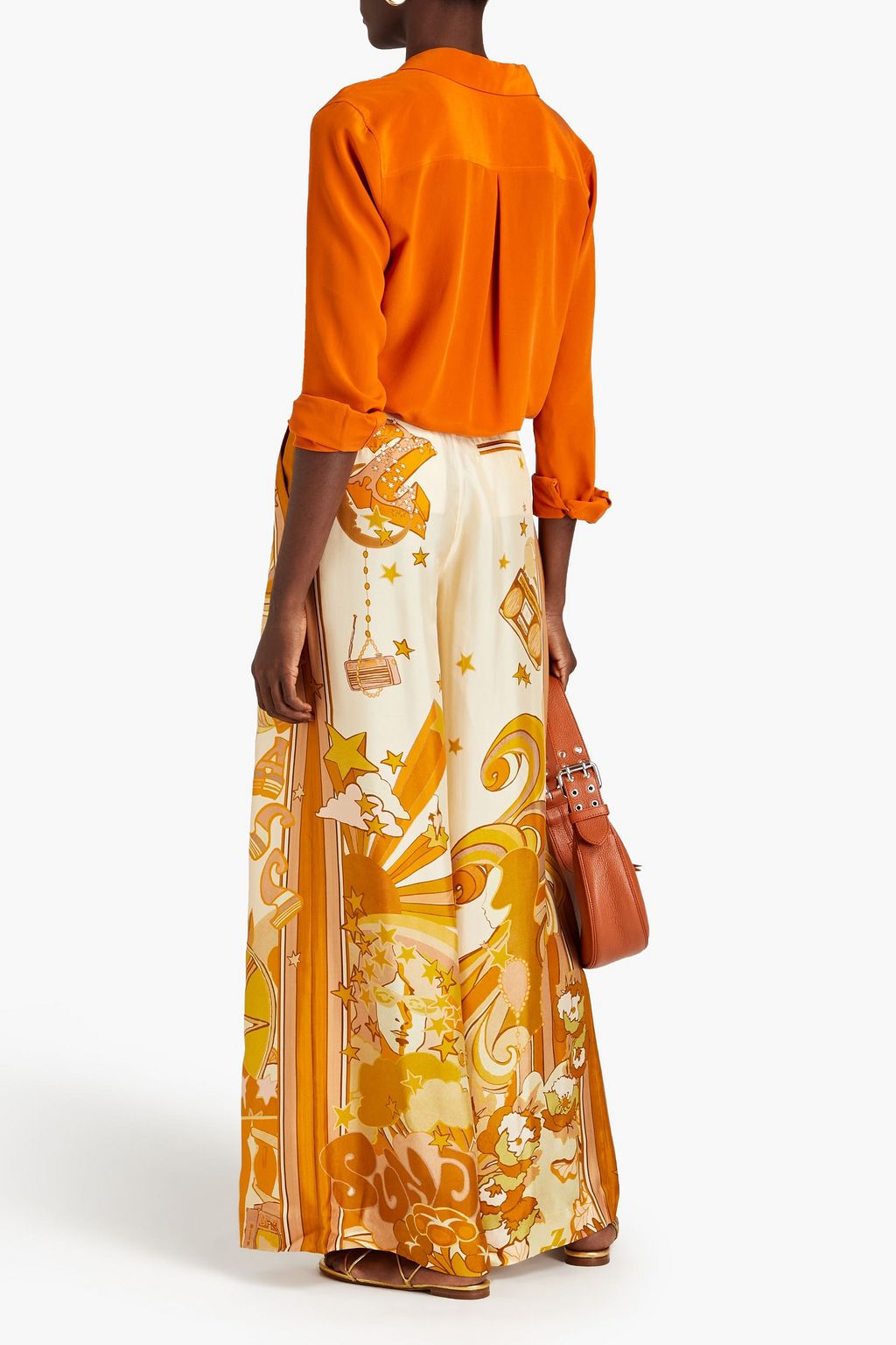 ZIMMERMANN Tempo pleated printed silk-twill wide-leg pants