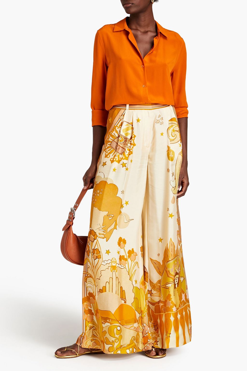 ZIMMERMANN Tempo pleated printed silk-twill wide-leg pants