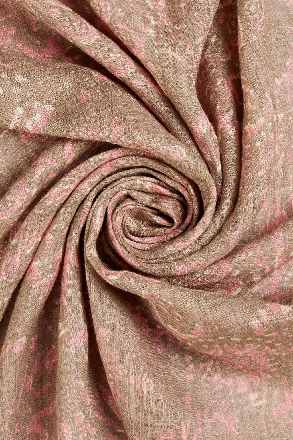 BRUNELLO CUCINELLI وشاح من الكتان الرقيق بحواف منسّلة مزين بطبعات