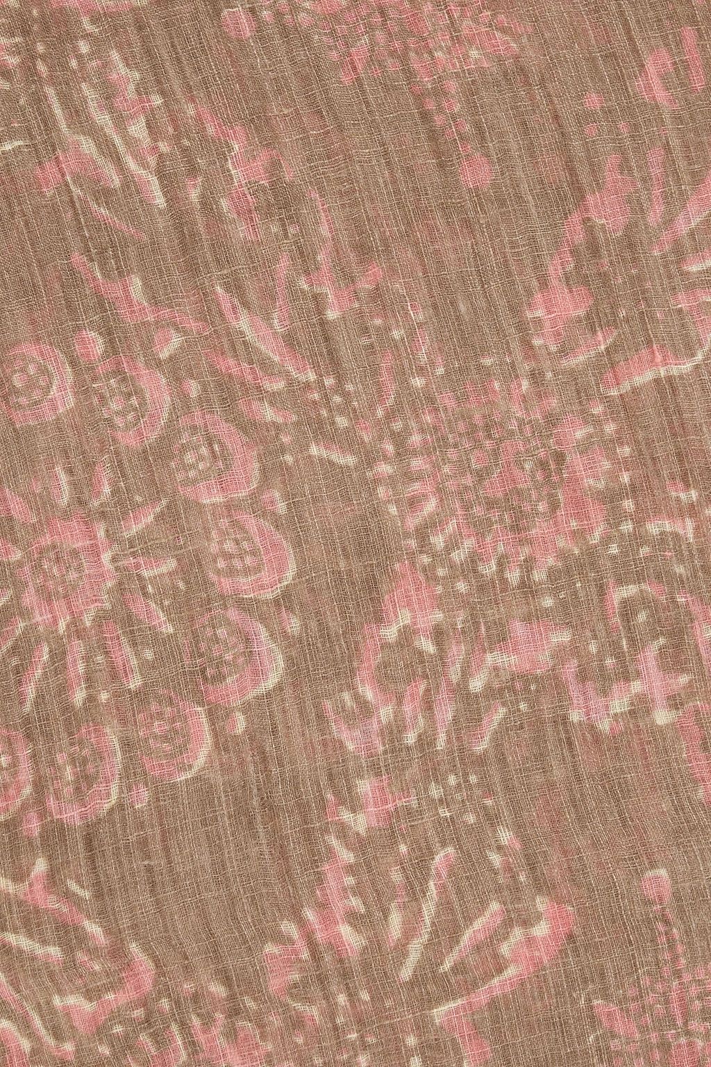 BRUNELLO CUCINELLI وشاح من الكتان الرقيق بحواف منسّلة مزين بطبعات