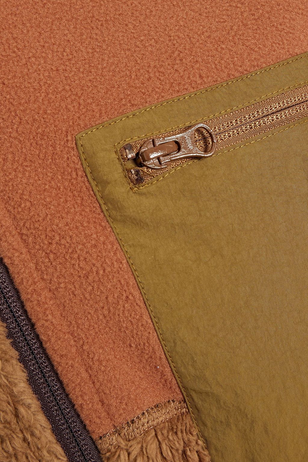 HELMUT LANG Patchwork-effect faux shearling and cotton-blend fleece jacket