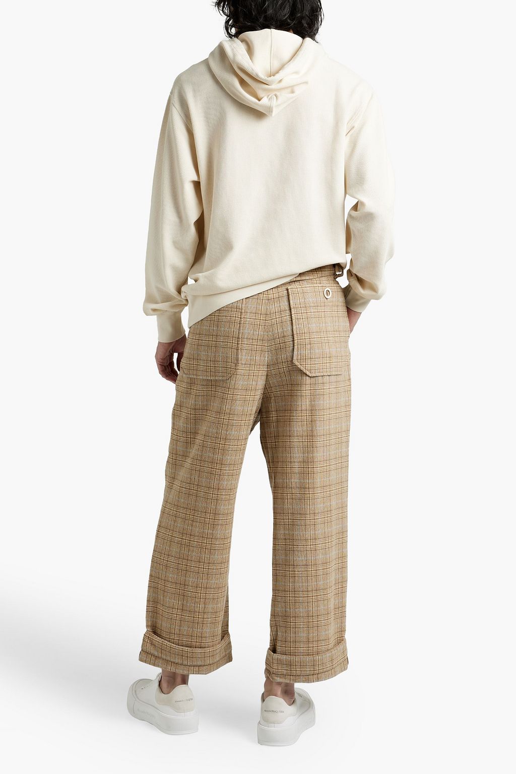 HELMUT LANG Embroidered waffle-knit cotton-blend hoodie