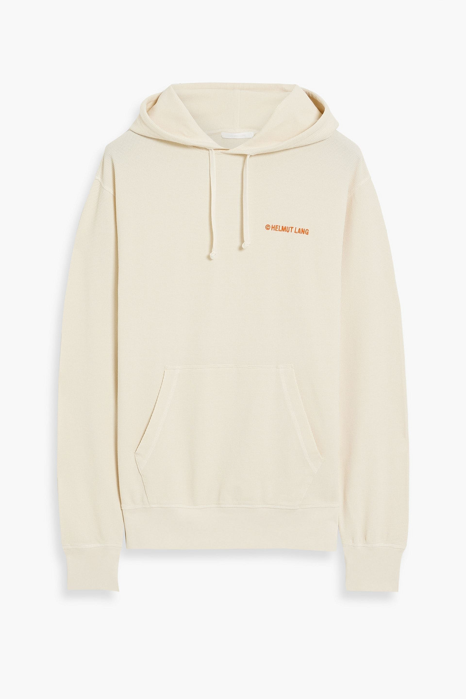 Helmut Lang Embroidered Cotton-blend Waffle-knit Hoodie In Cream