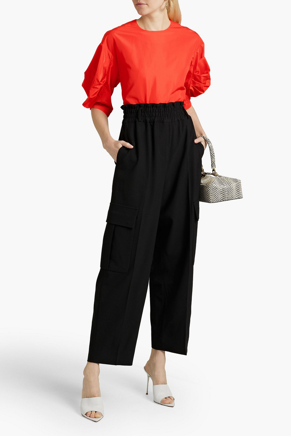 Tibi Gathered Shell Top In Tomato Red