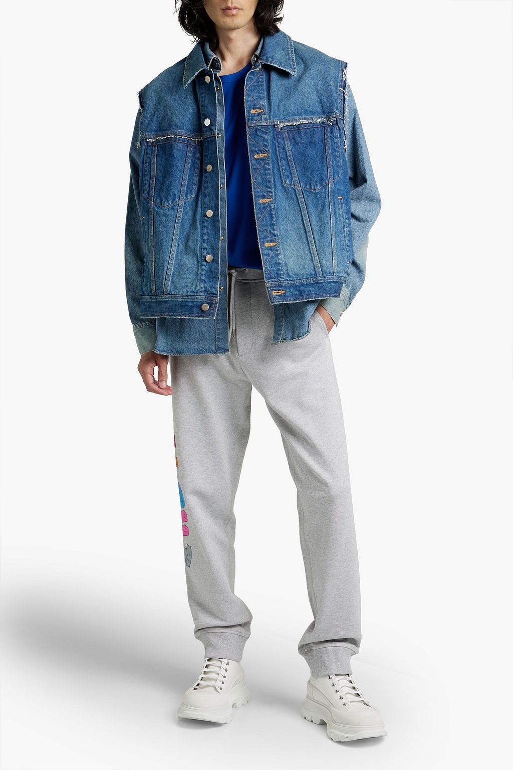 HELMUT LANG Printed French cotton-terry sweatpants