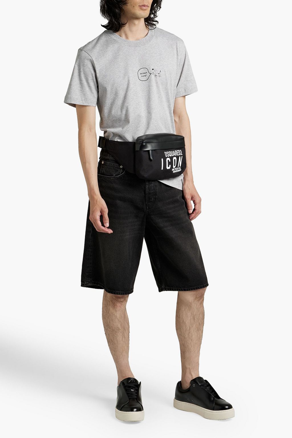 HELMUT LANG Printed mélange cotton-jersey T-shirt