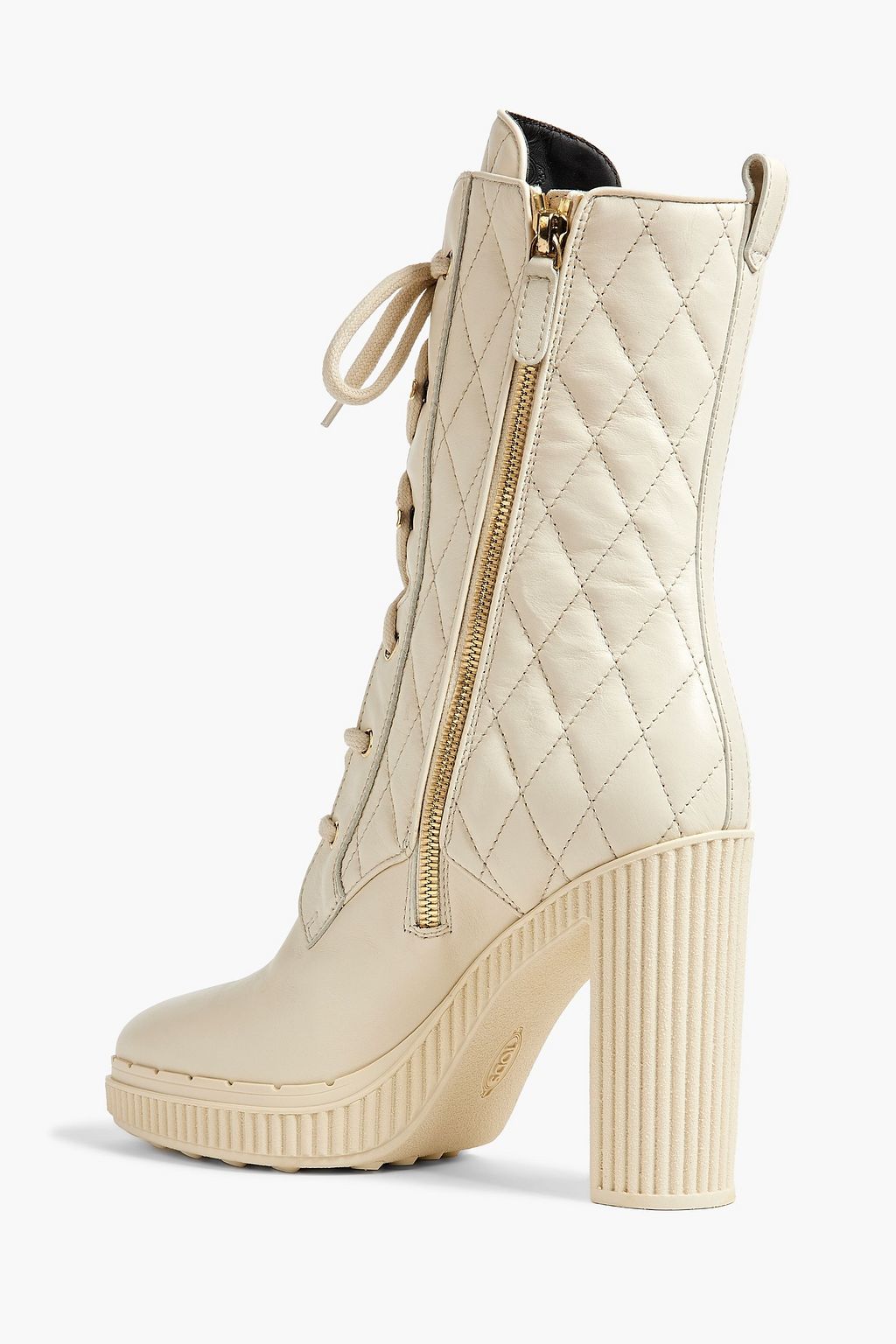TOD'S Plateaustiefel aus gestepptem Leder mit Schnürung