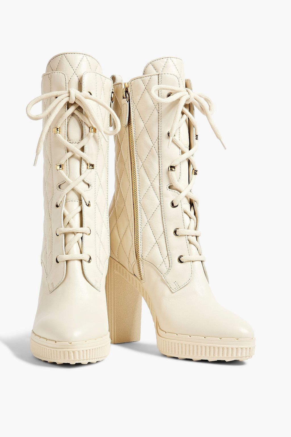 TOD'S Plateaustiefel aus gestepptem Leder mit Schnürung