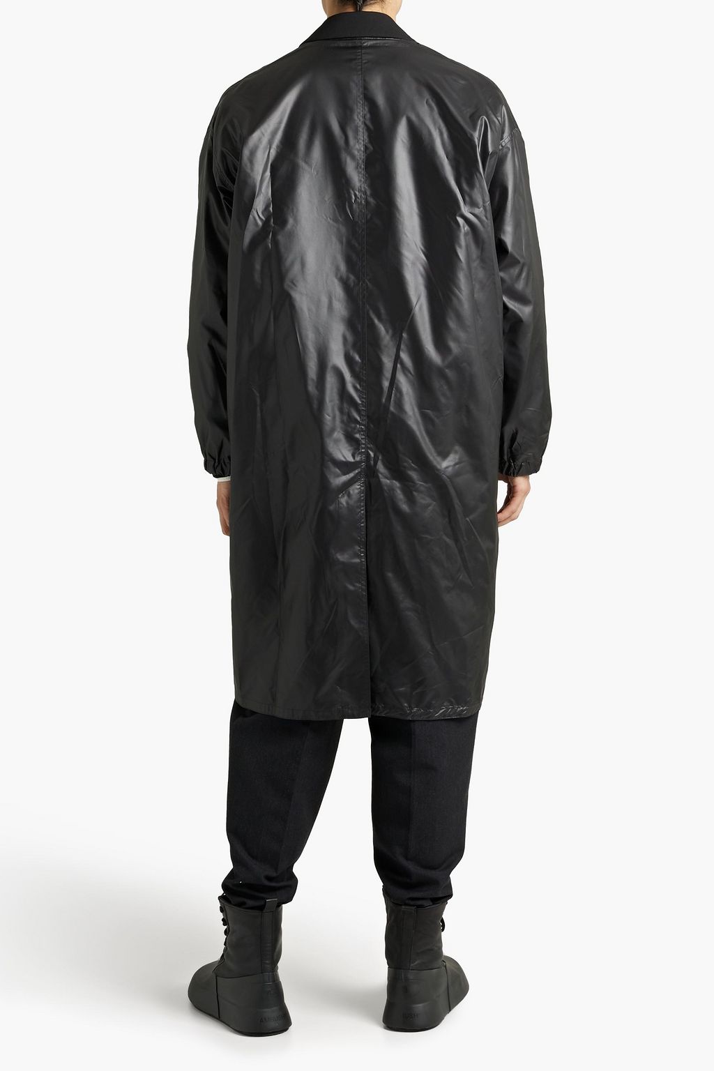 AMBUSH Layered ruched shell and twill coat