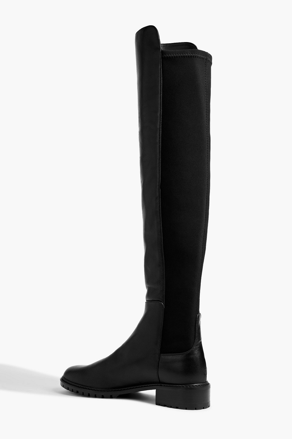 Shop Stuart Weitzman Keelan Leather And Neoprene Over-the-knee Boots In Black