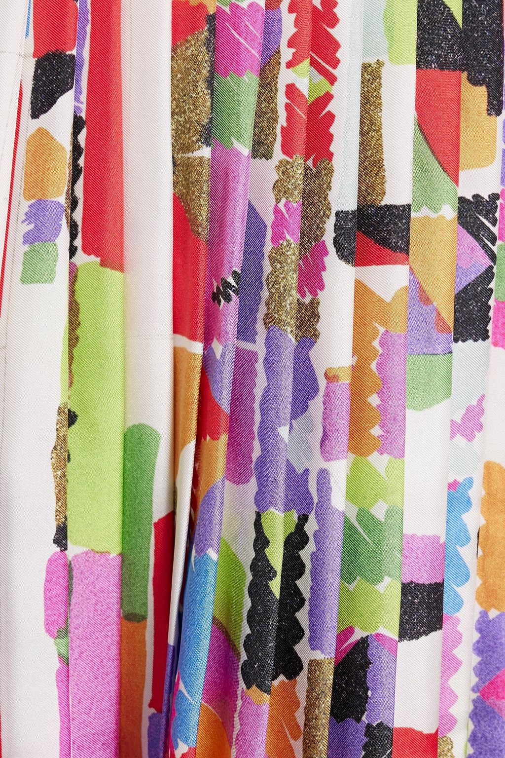 MISSONI Pleated printed silk skirt