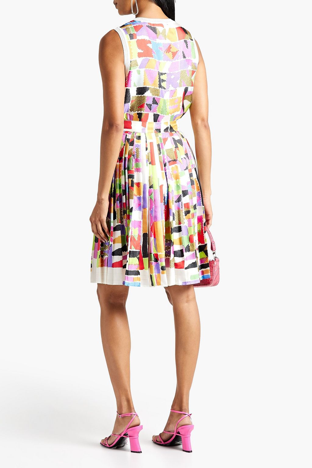 MISSONI Pleated printed silk skirt