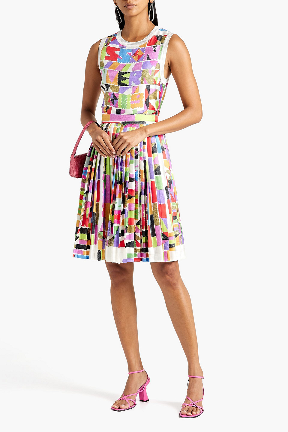 Missoni Pleated Printed Silk Skirt In Pink