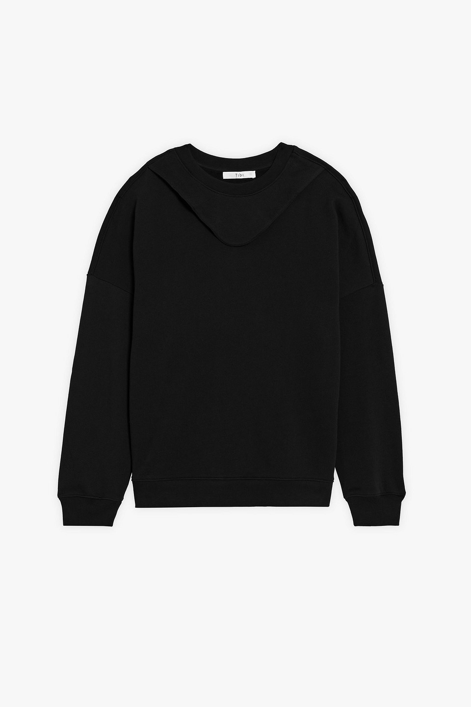 Tibi Cocoon Crewneck Sweatshirt In Black