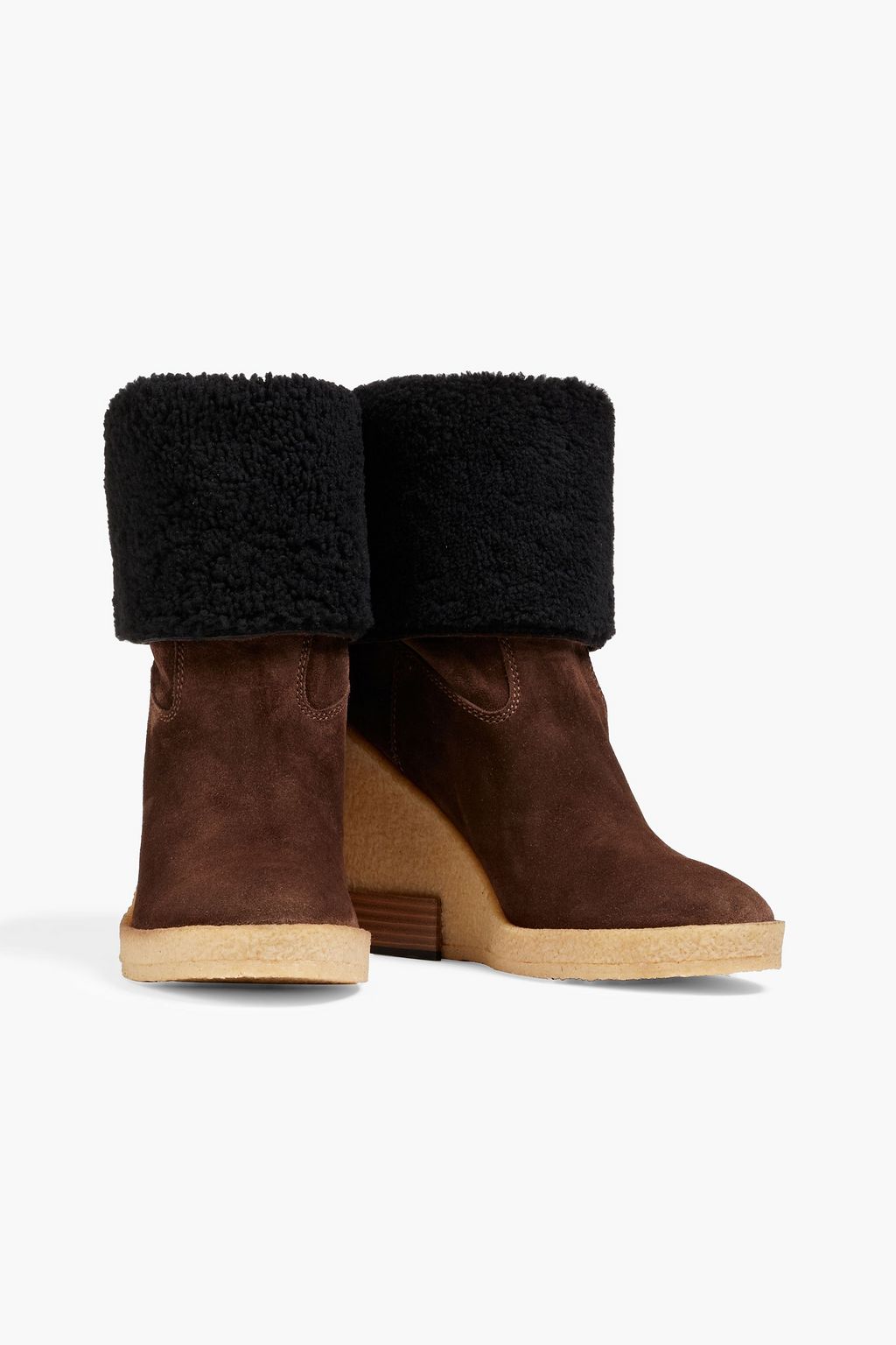 TOD'S Shearling wedge ankle boots