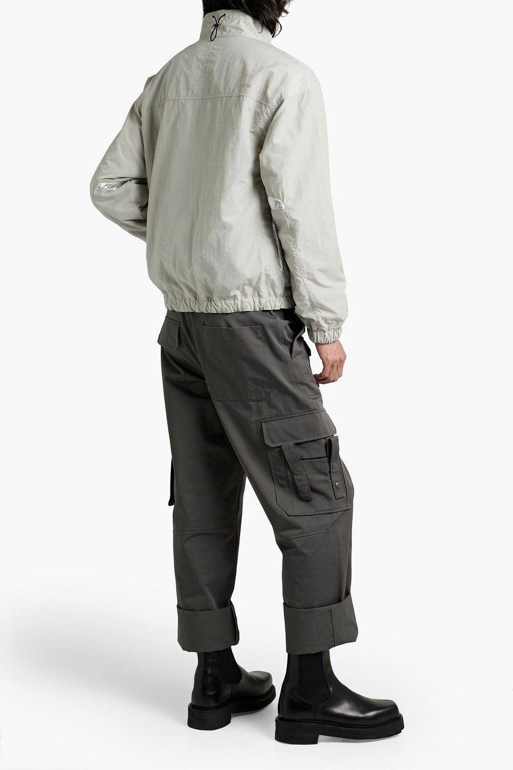 HELMUT LANG Logo-embroidered metallic-paneled shell jacket