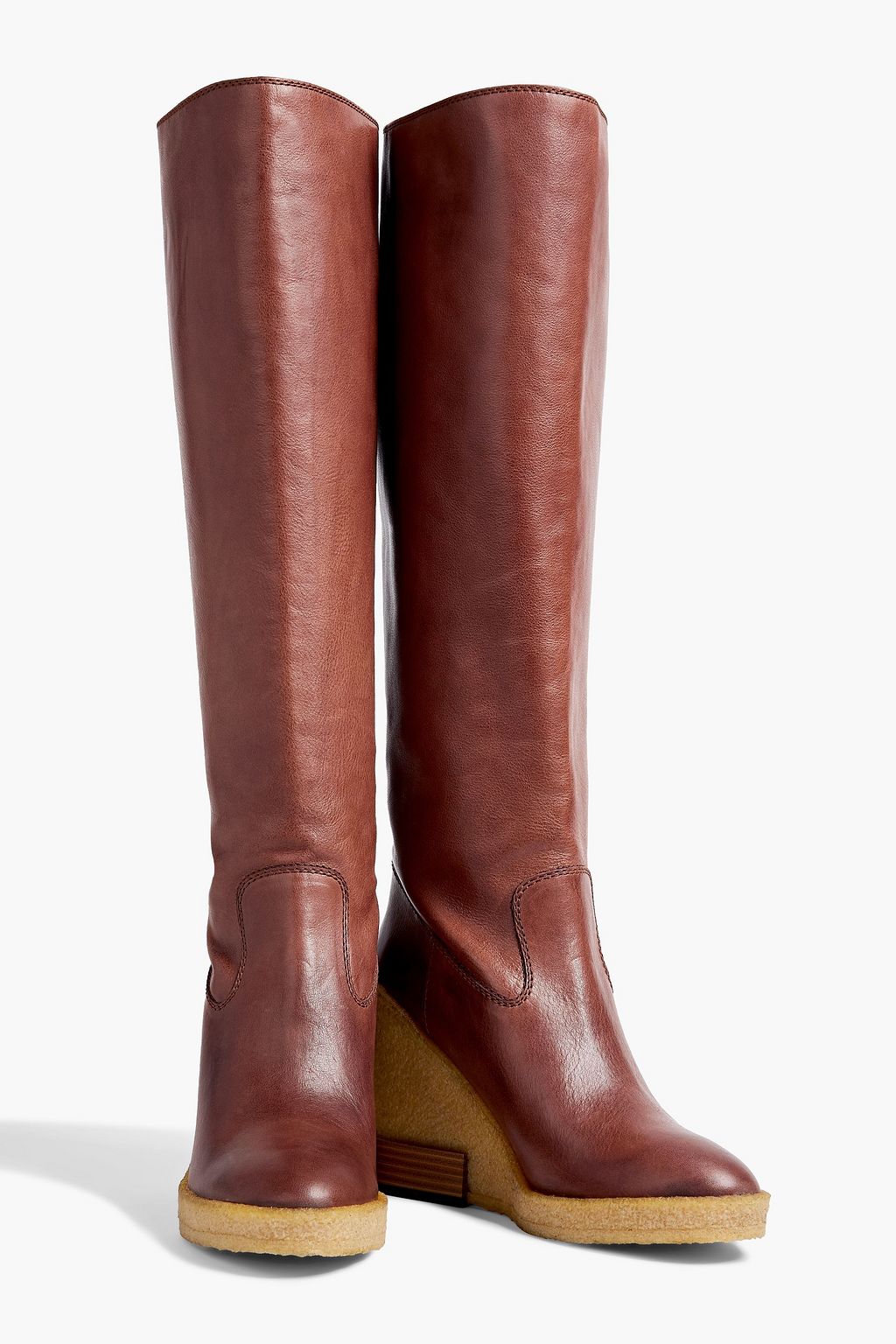 TOD'S Leather wedge knee boots