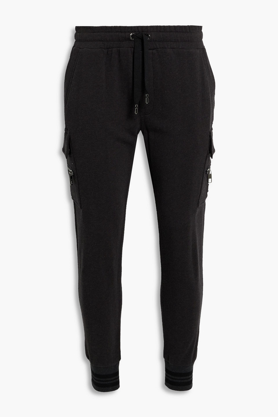 Dolce & Gabbana Mélange French Cotton-terry Sweatpants In Charcoal