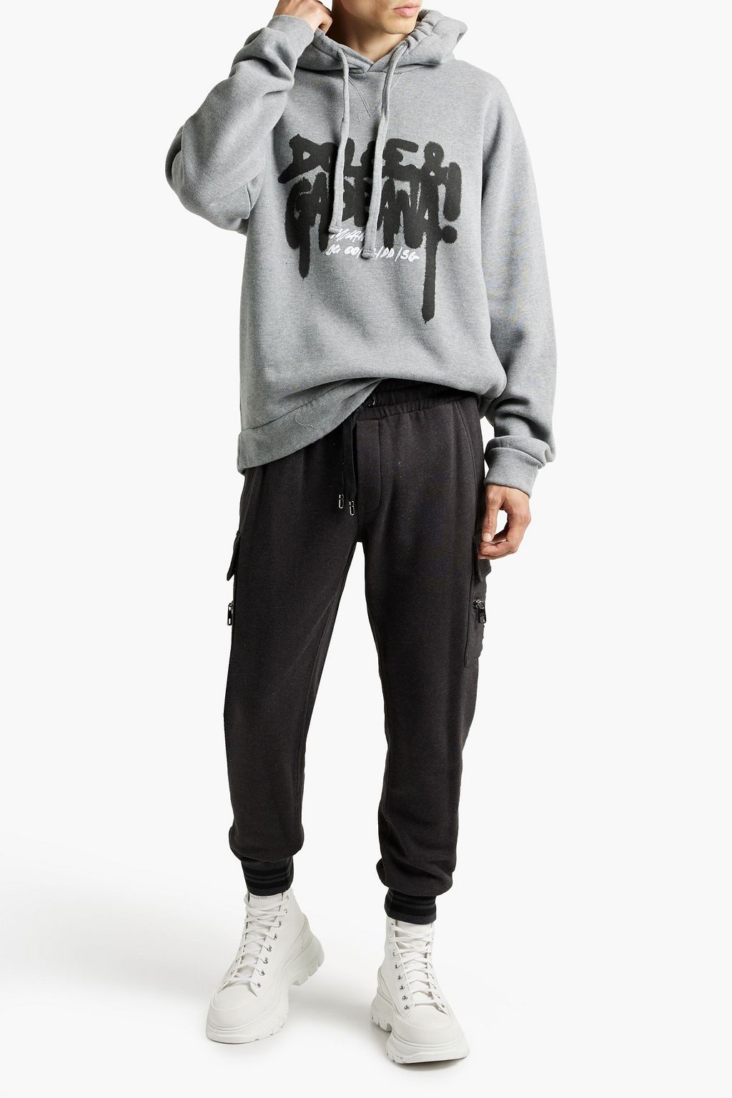 DOLCE&GABBANA Mélange French cotton-terry sweatpants