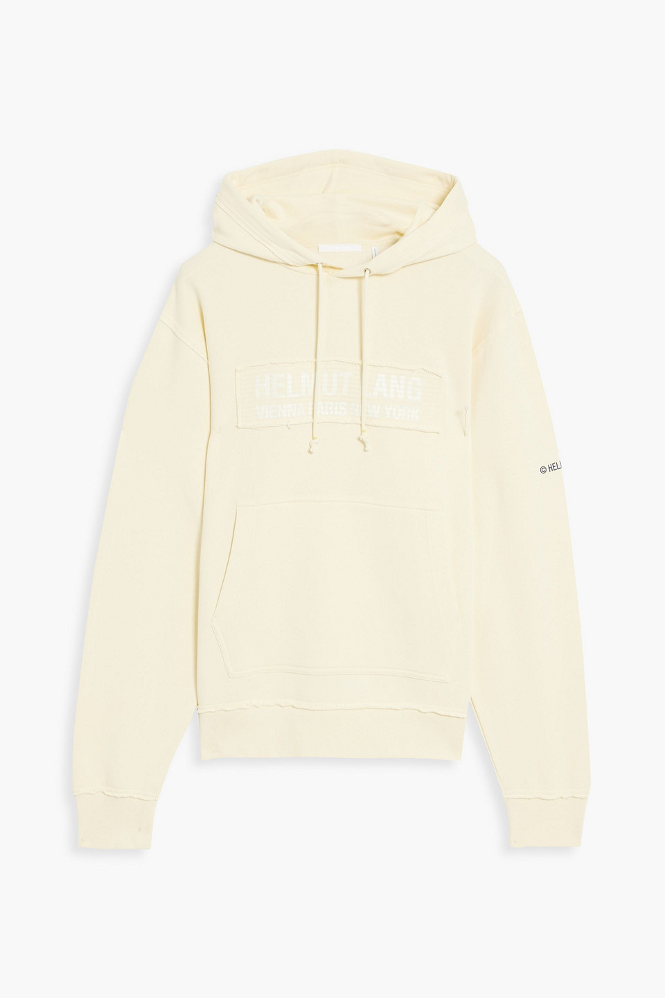 Helmut Lang Trapunto Cotton Logo Patch Hoodie In Pastel Yellow