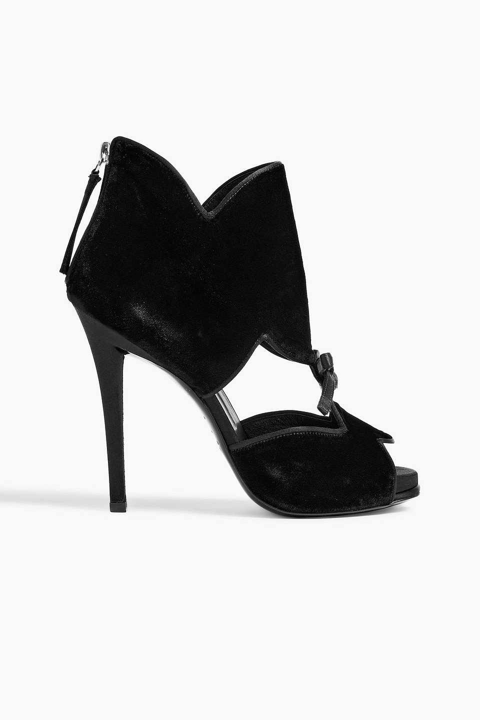 Roger Vivier Bow-embellished Satin-trimmed Velvet Sandals