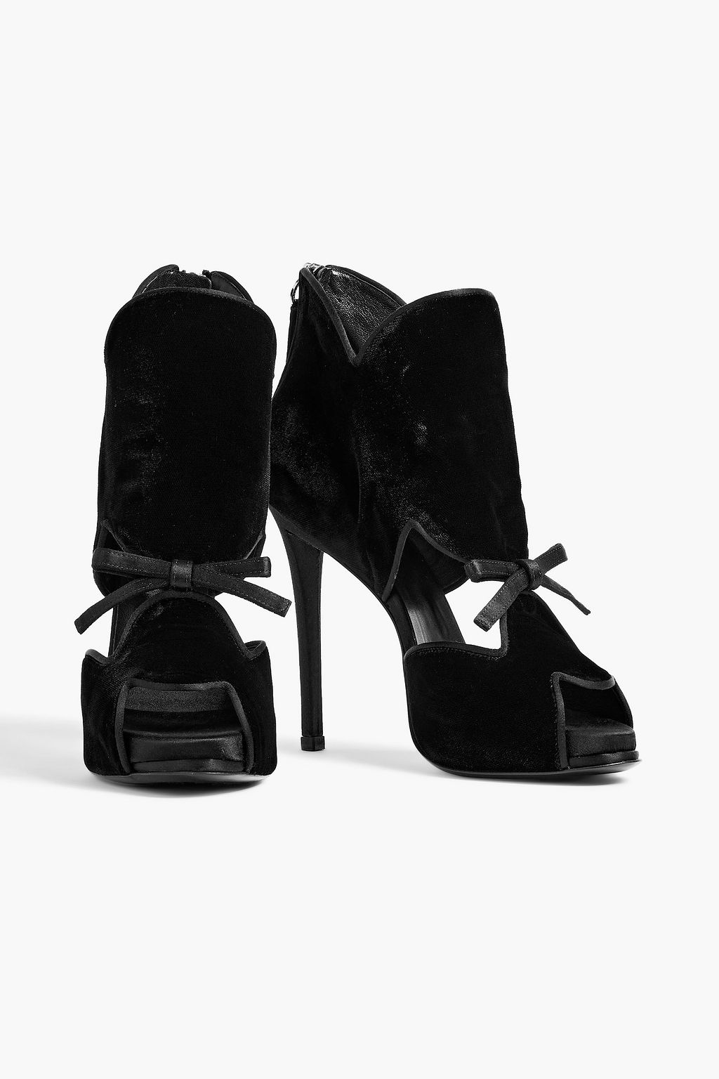 ROGER VIVIER Bow-embellished satin-trimmed velvet sandals