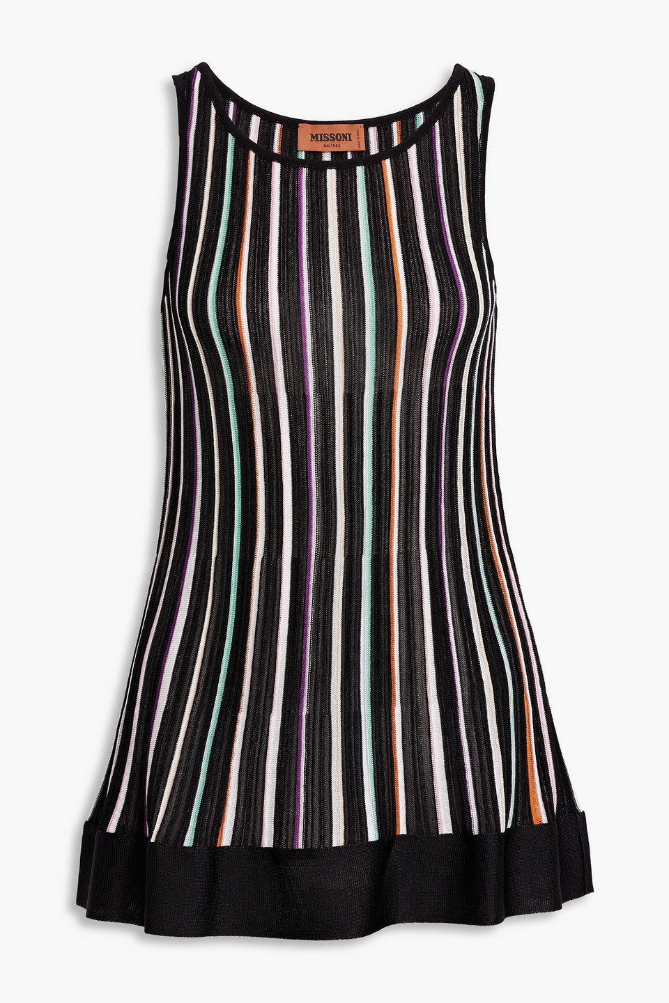 Missoni Striped Crochet-knit Top In Black