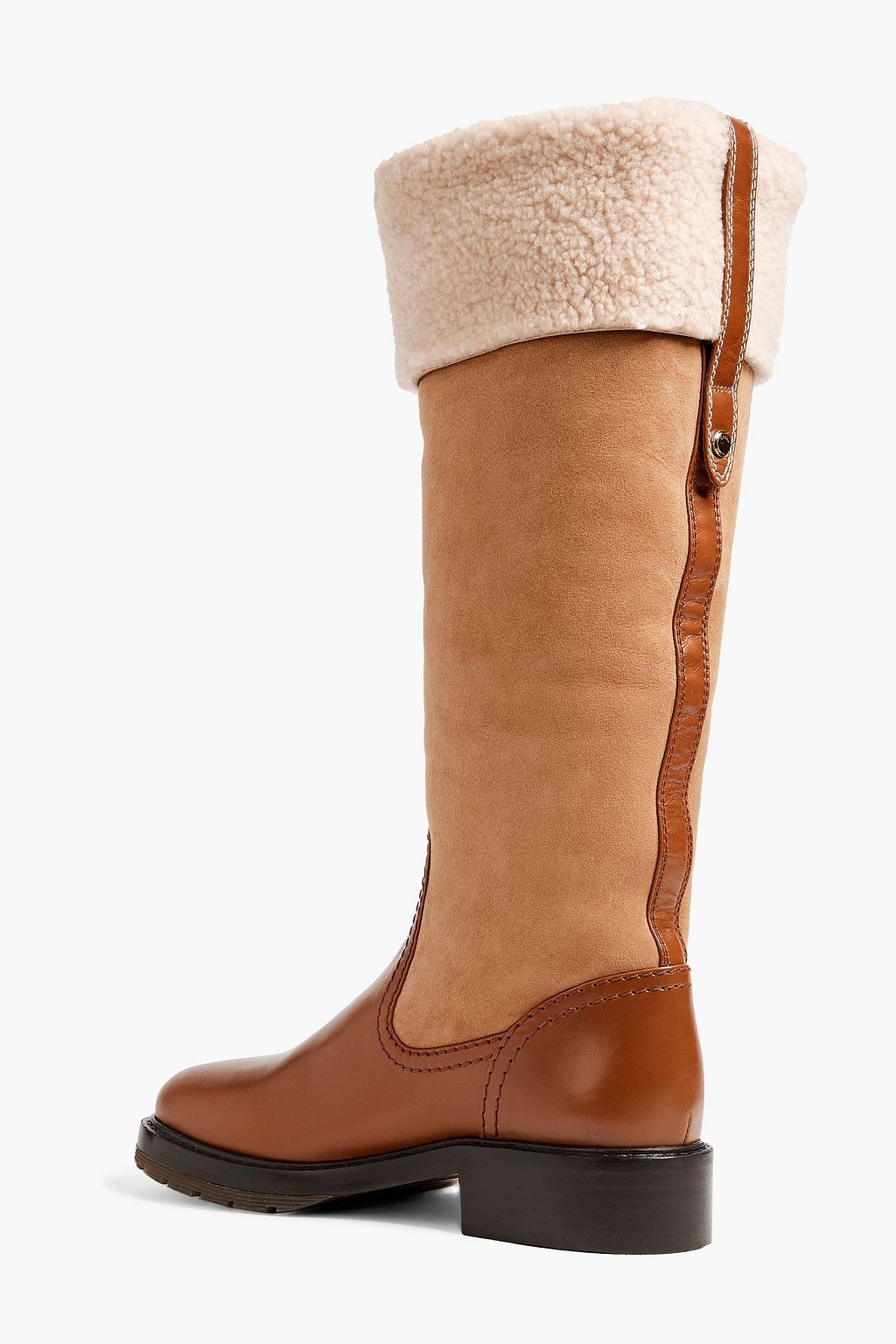 CHLOÉ Elya leather and shearling knee boots
