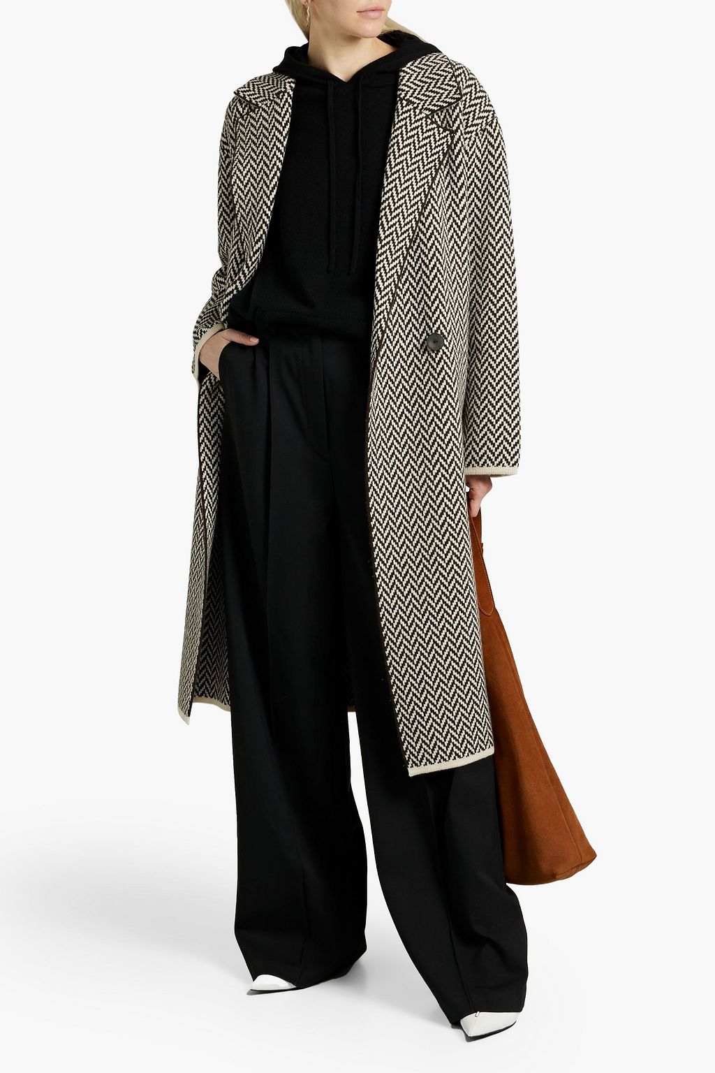 JOSEPH Double-breasted herringbone wool coat