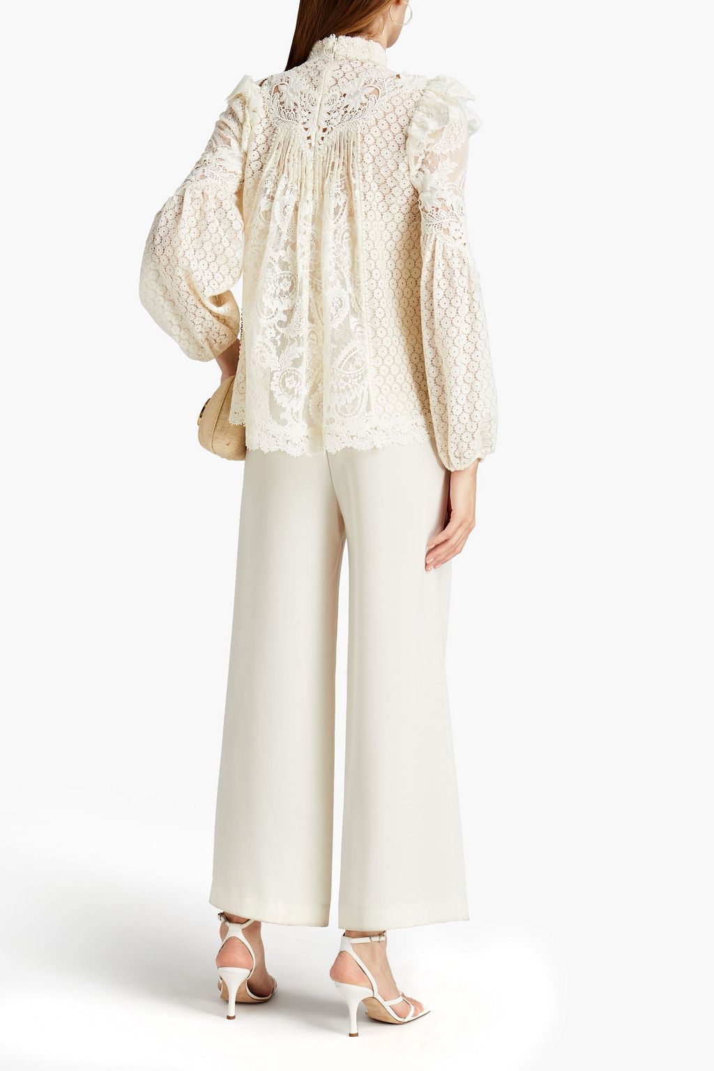 ZIMMERMANN Concert pleated cotton-blend lace blouse