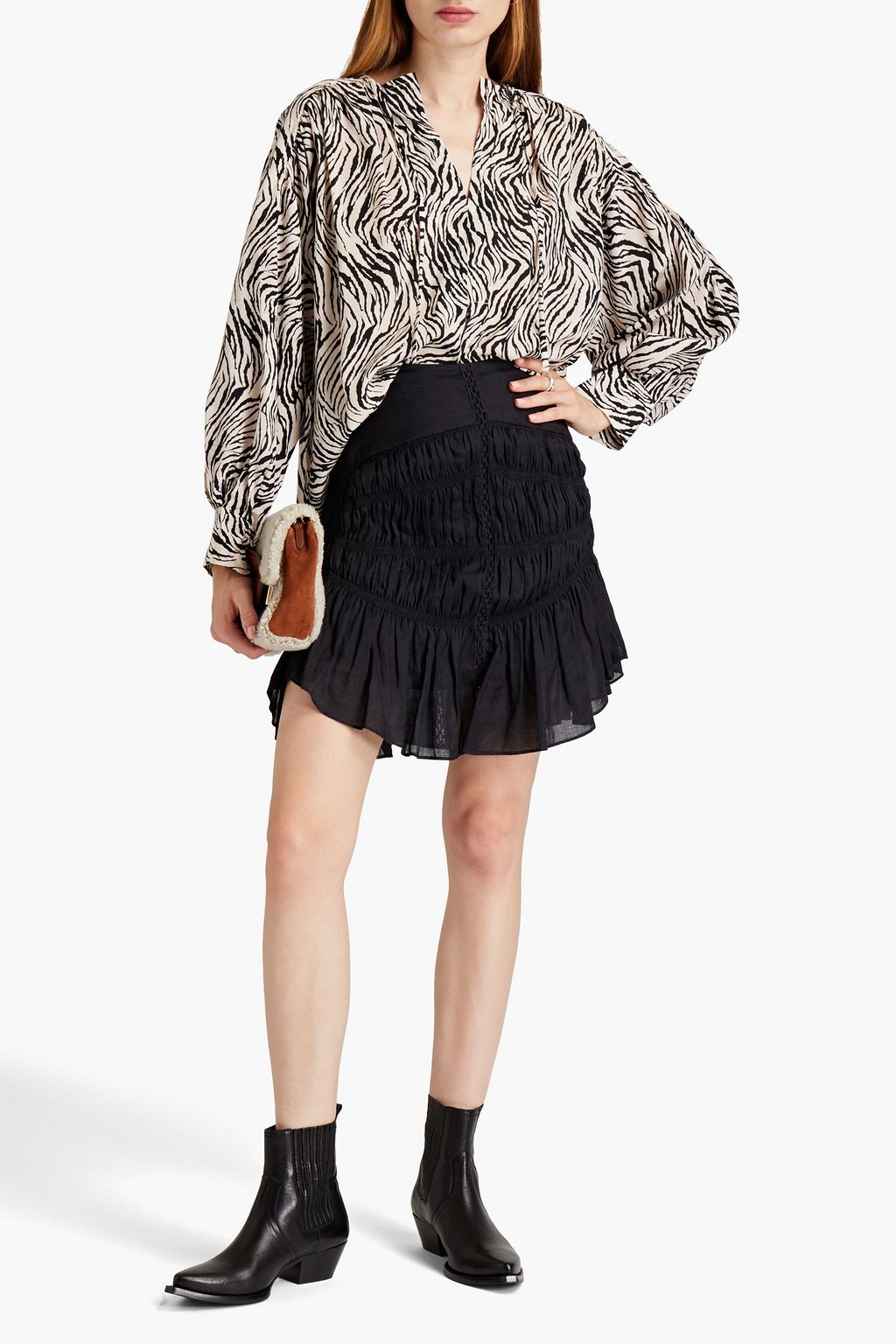 ISABEL MARANT Sidney ruched ramie mini skirt
