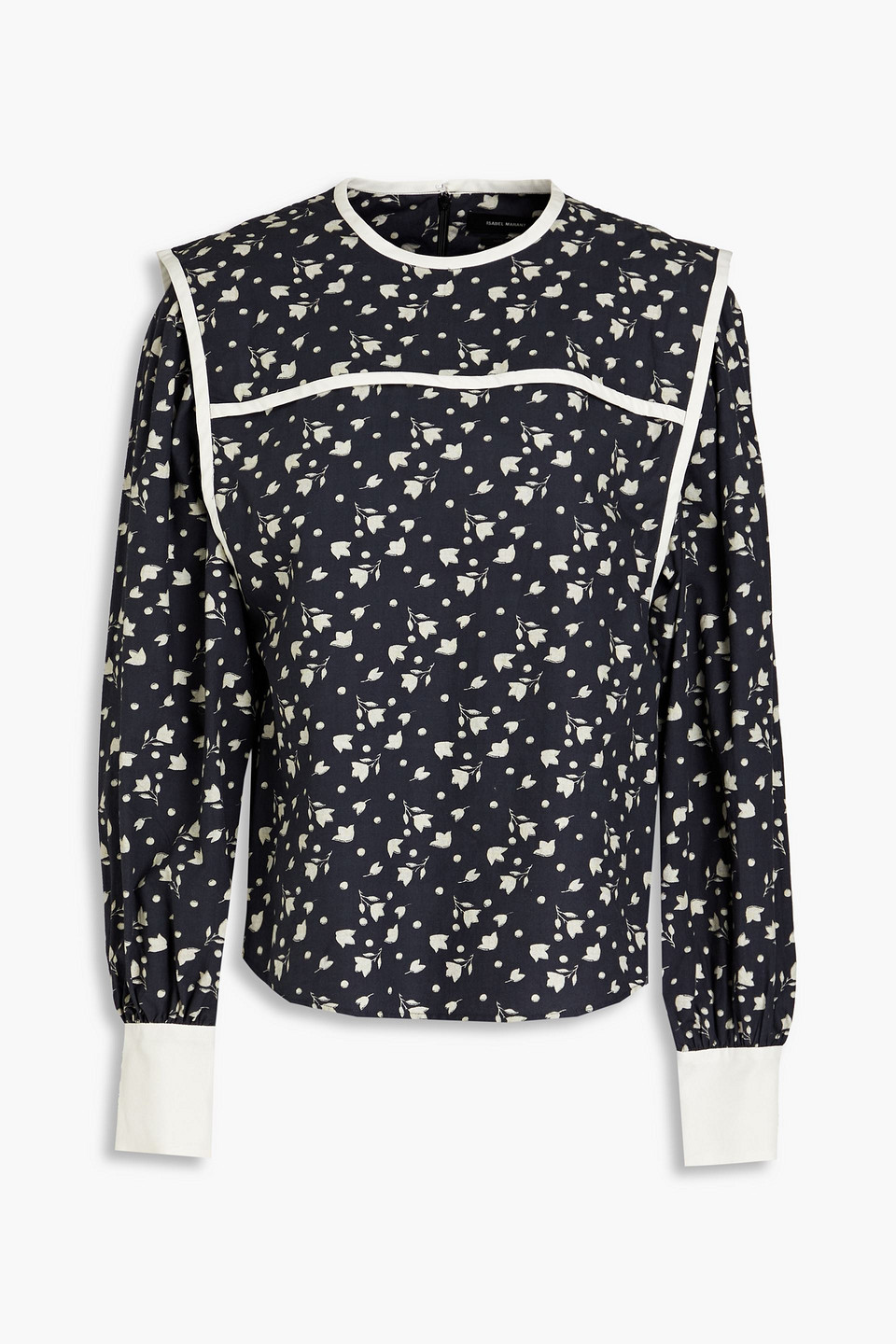Isabel Marant Casey Printed Cotton-poplin Top In Schwarz