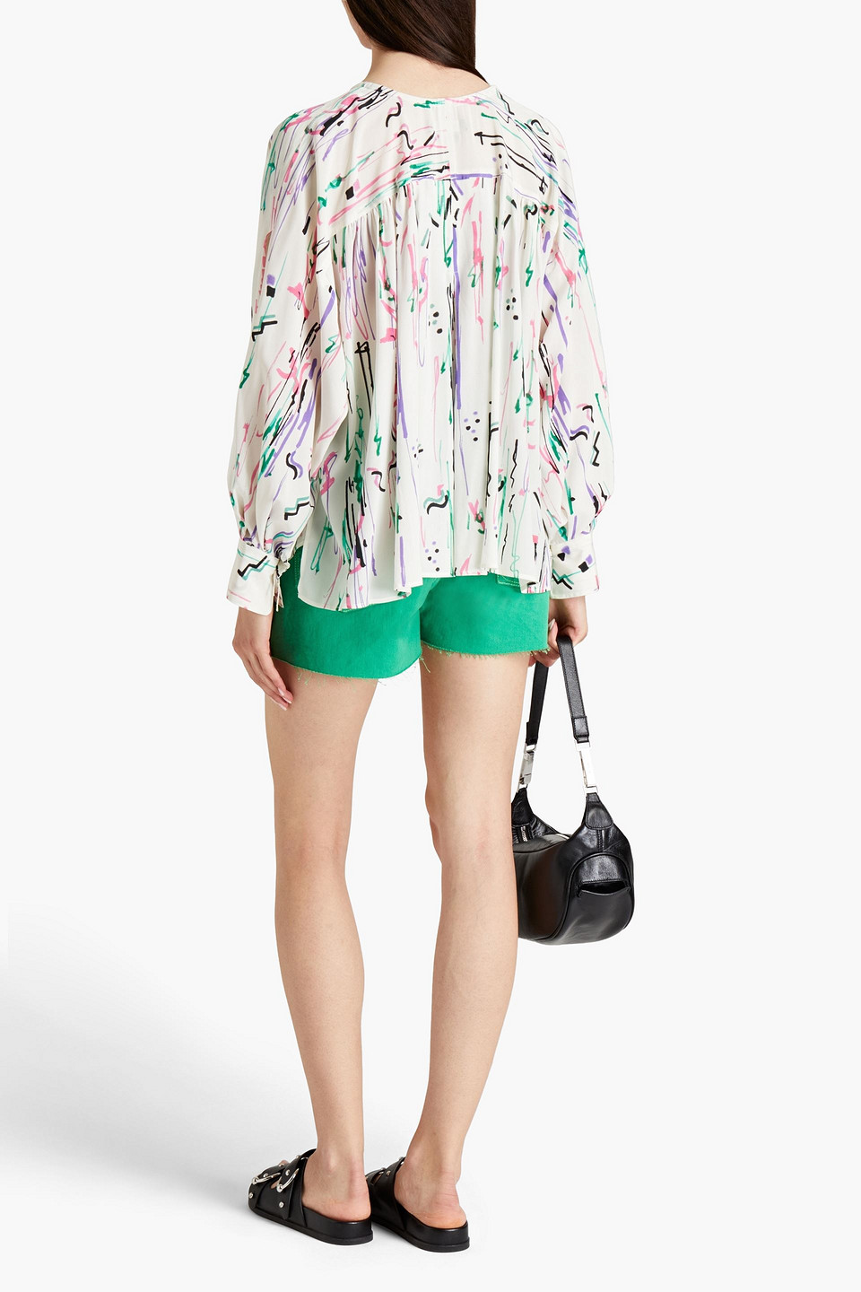 Isabel Marant Amba Printed Silk-blend Crepe De Chine Blouse In Green