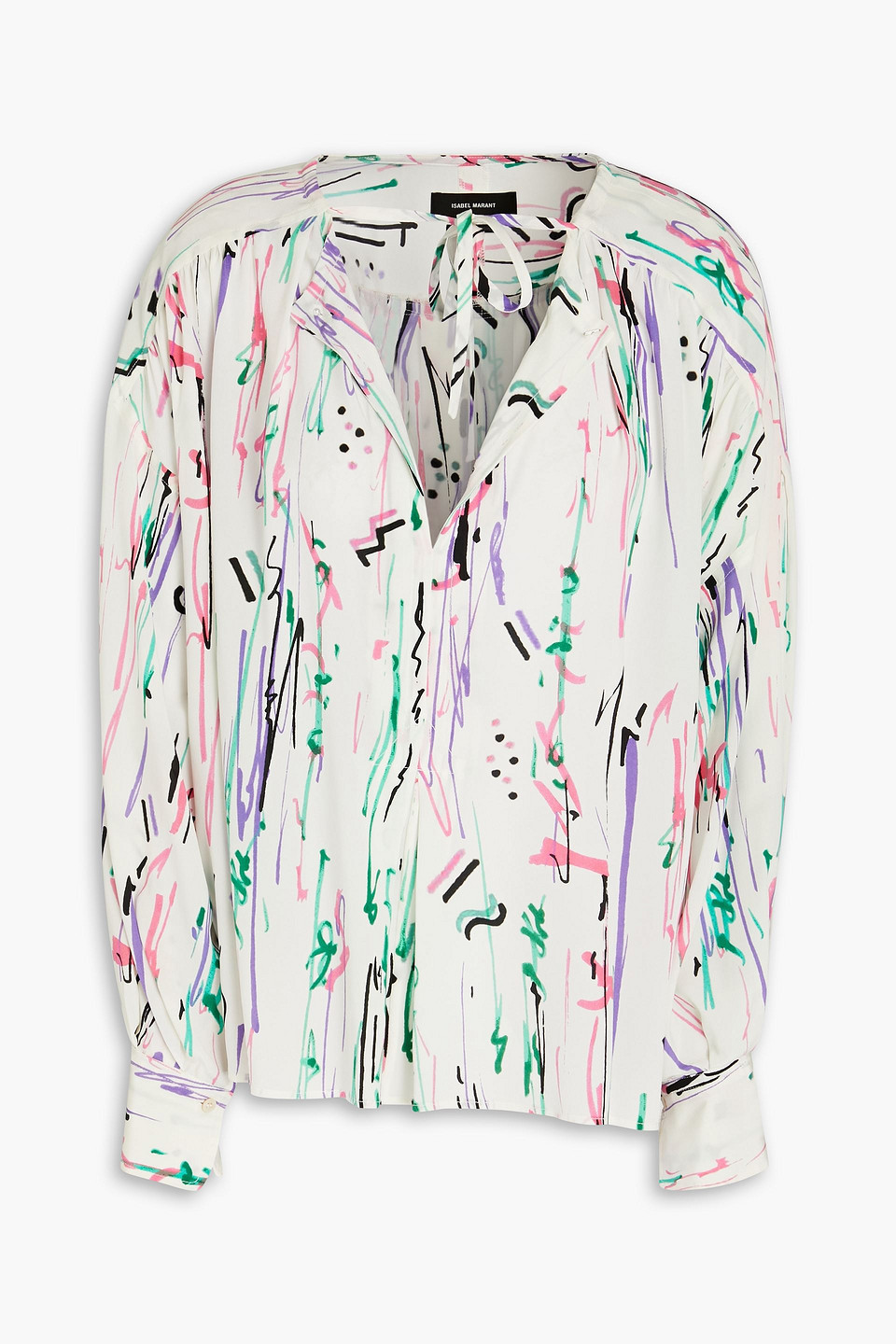 Isabel Marant Amba Printed Silk-blend Crepe De Chine Blouse In Green